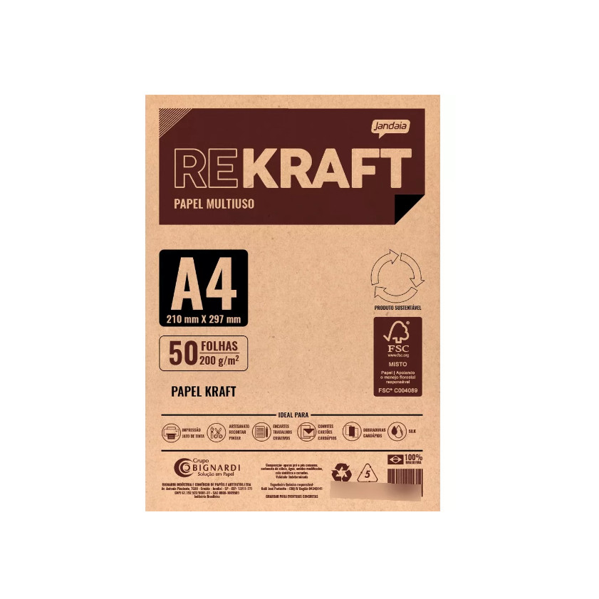 Papel Kraft A4 200g 50 Un Molde,caixa,embrulho,cardápio,Tag
