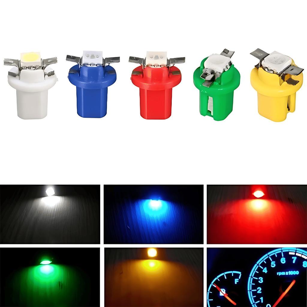 5 x Lâmpada led Automotiva T5 B8.5 de Led Pinguinho soquete b8.5 Led SMD 5050 Painel Carro Moto Branco Azul Verde Amarelo Vermelho