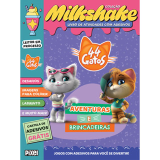 44 GATOS AVENTURAS E BRINCADEIRAS   COLEÇÃO MILKSHAKE JOGOS COM ADESIVOS PARA VOCÊ SE DIVERTIR! em Oferta na Shopee