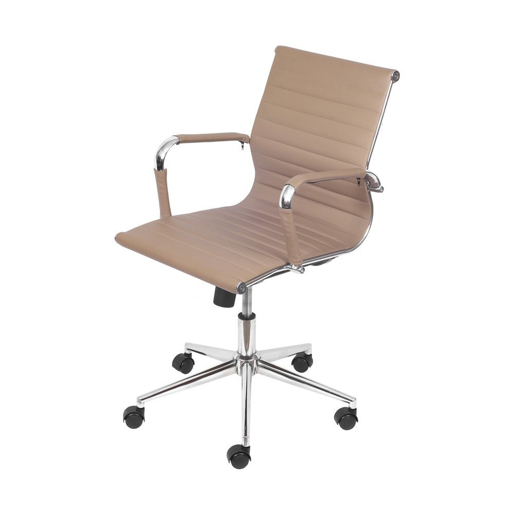 Cadeira Escritório Diretor Esteirinha Rodízio Relax Corino 3301 Caramelo - Home & Living
