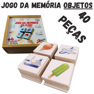 Jogo da Memória Objetos Brinquedo Educativo Infantil Pedagógico Alfabetização Madeira Menina Menino em Oferta na Shopee