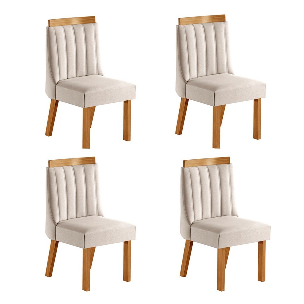 Cadeiras Kit 4 Cadeiras Lisboa Cinamomo/Suede Creme - Lj Móveis em Oferta na Shopee