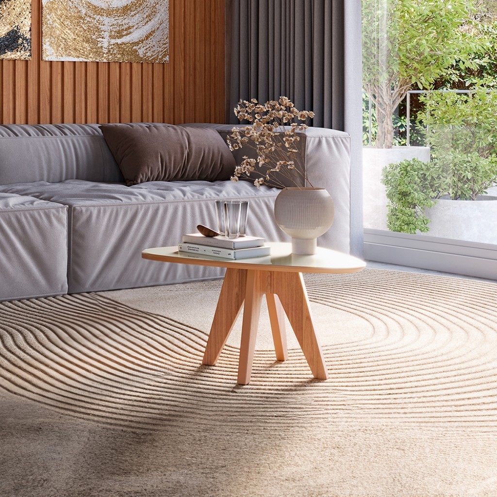 Mesa de Centro Orgânica Tb613 Nature Off White/Freijó - Dalla Costa em Oferta na Shopee