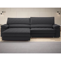 Sofá de Duplo Molejo com Carregador USB, Retrátil e Reclinável Viena 2,10m Linho Soft Grafite- NETSOFAS