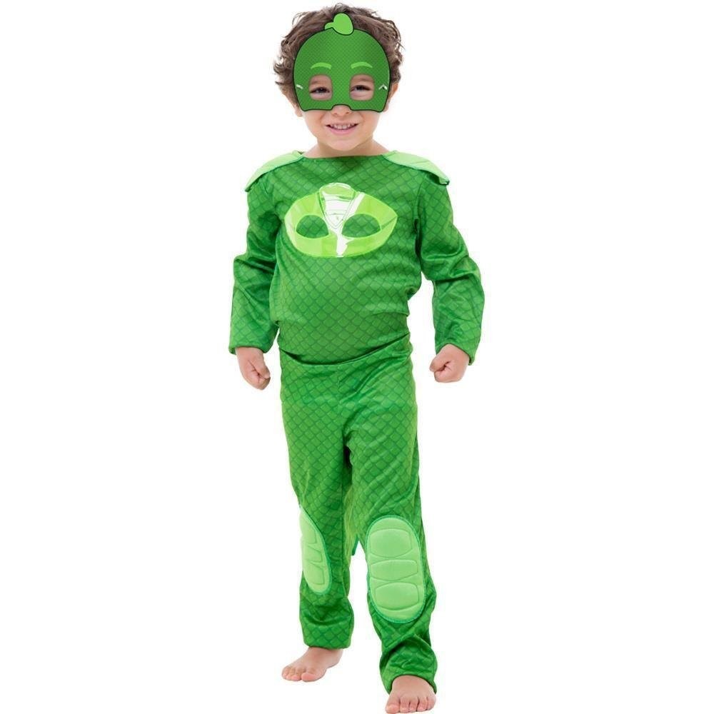 Fantasia Lagartixo Longo Macacão E Máscara Pj Masks