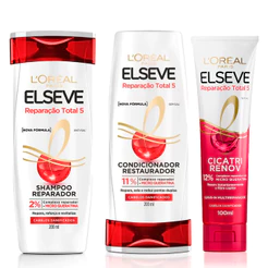 ELSEVE REPARAÇÃO TOTAL 5 SHAMPOO + CONDICIONADOR + CICATRI RENOV 100ML