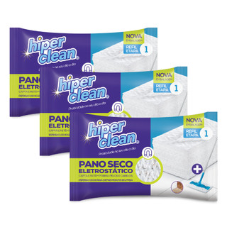Kit 3 Panos de limpeza Seco Eletrostático HiperClean em Oferta na Shopee