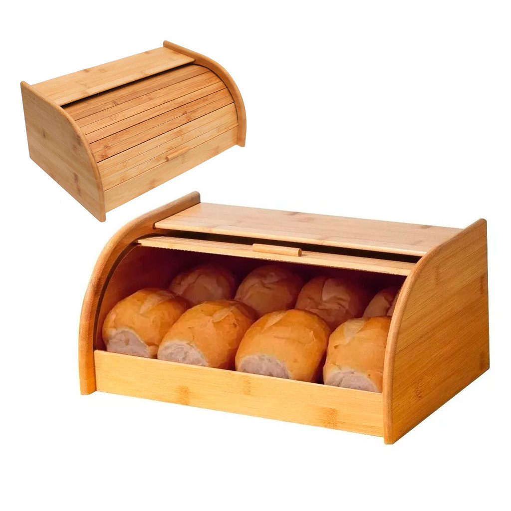 Porta Pão em Bambu Armazenamento Cesta Para Pães E Bolos