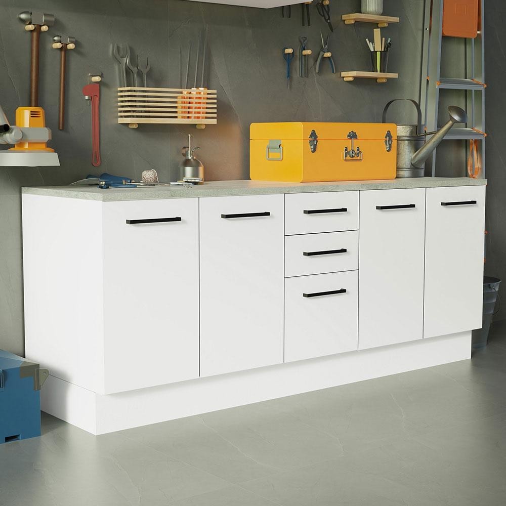 Kit com 2 Balcões Multiuso 4 Portas 3 Gavetas Branco Agata Madesa em Oferta na Shopee