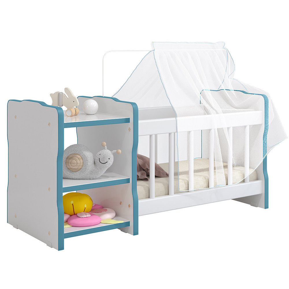 Berço Para Boneca Cristal Ursinho C02 Brinquedo Infantil Branco Azul - Lyam Decor - Mom & Baby