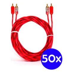 KIT 50 CABOS RCA CRISTAL MATTE 1M INJETADO PARA SOM AUTOMOTIVO