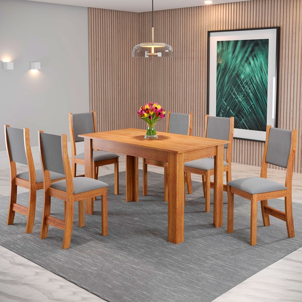 Mesa de Jantar 6 Lugares Isis em Oferta na Shopee