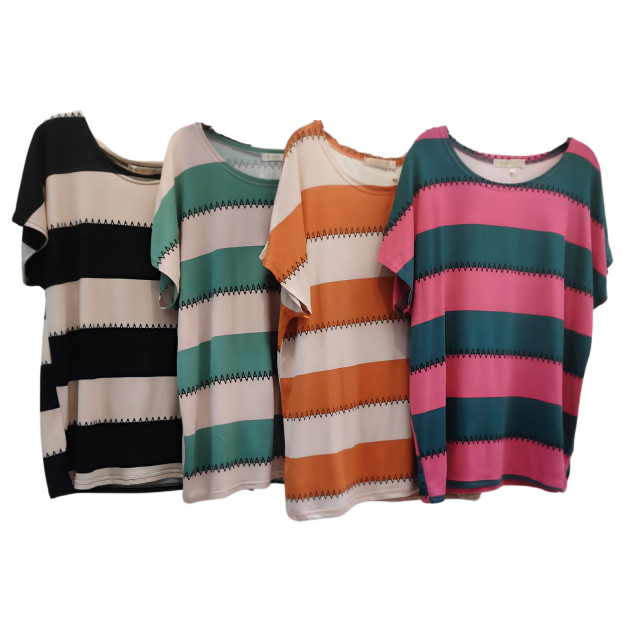 Blusa Feminina Plus Size Malha Listrado Verão Importado Moda Verão 2536