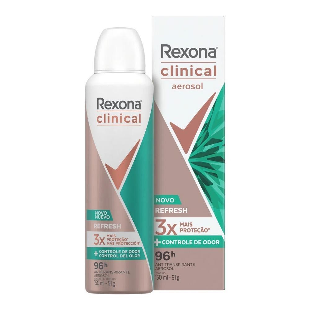 REXONA CLINICAL DESODORANTE AEROSSOL REFRESH COM 150ML em Oferta na Shopee