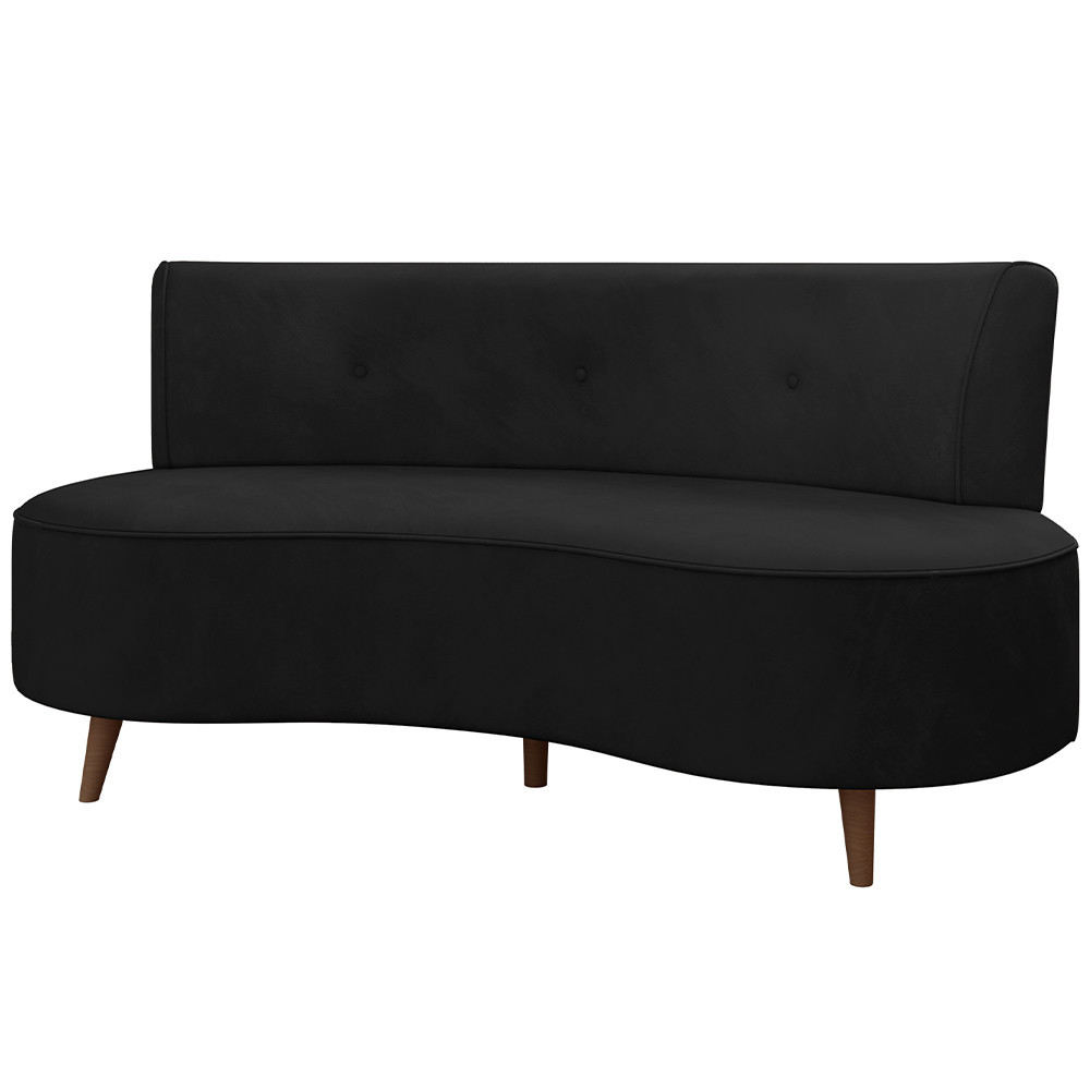 Sofá Chaise Living 2 Lugares 160cm para Sala Istambul K01 Veludo Preto - Lyam Decor - Home & Living