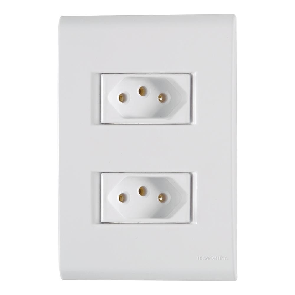 Conjunto 4 x 2 Tramontina com 2 Tomadas Liz 2 Pinos + Terra 10A 250V Branco - 57170/265 em Oferta na Shopee