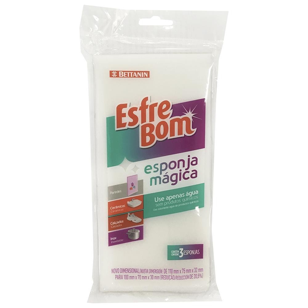 Esponja Mágica Bettanin Esfrebom 3 Peças - Bt4573 em Oferta na Shopee