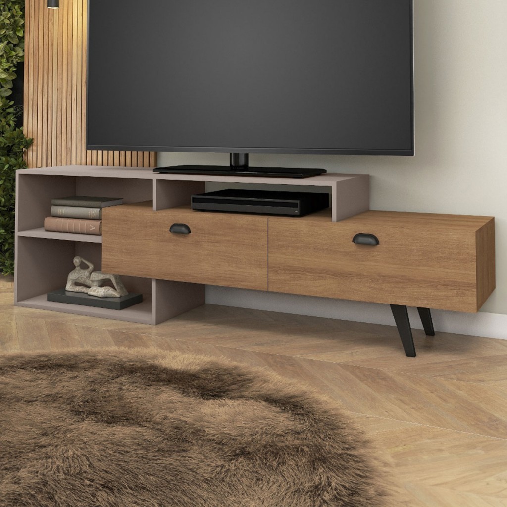 Rack para TV Até 60 Polegadas Sunset 2 Portas Mel/Fendi - Fellicci - Home & Living
