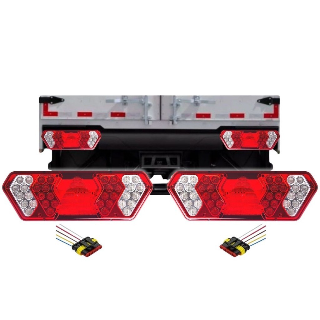 Par Lanterna Traseira Led Guerra Carreta Baú Truck 24V Com Chicotes Lanterna Traseira Guerra - Spare Parts and Accessories for Vehicles
