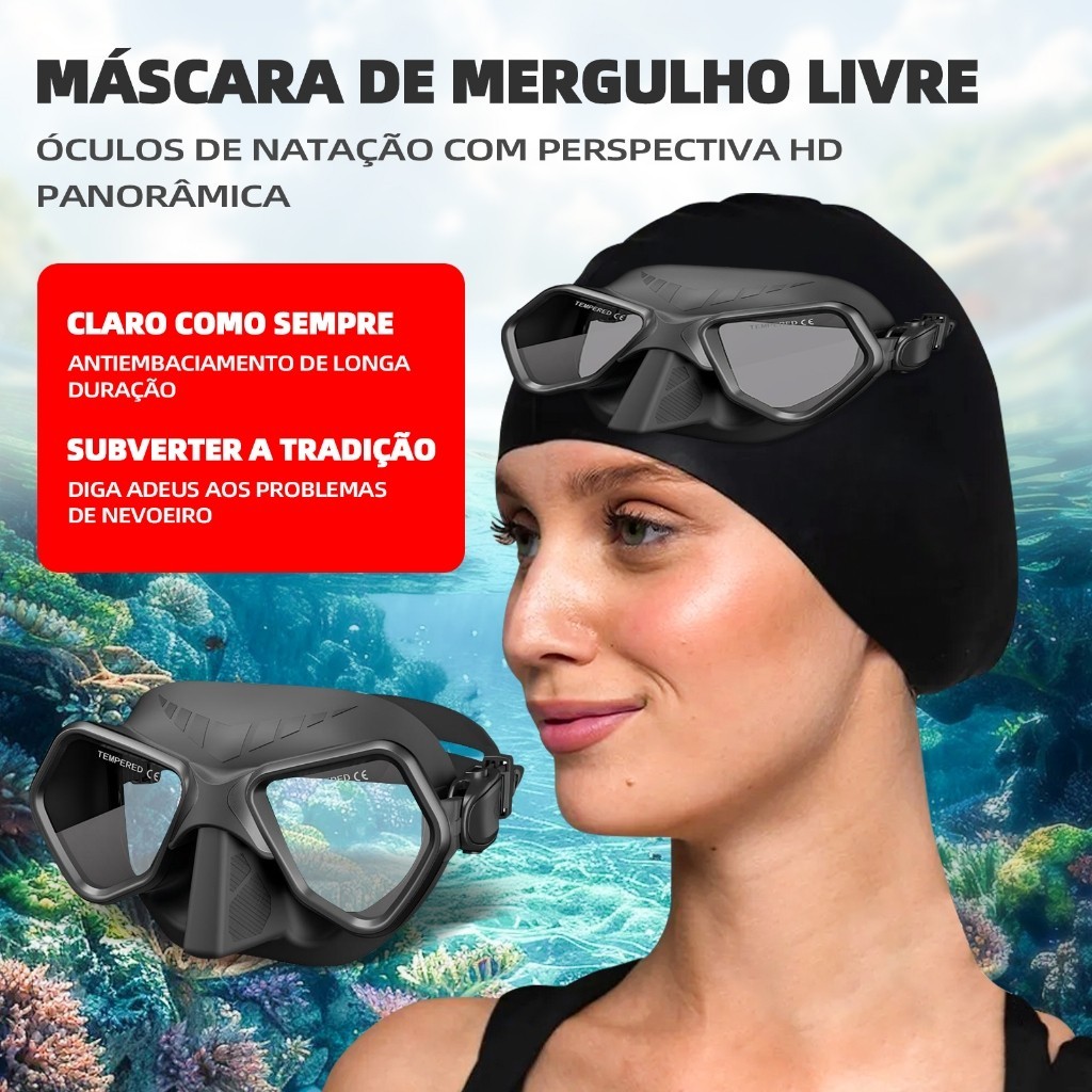 Máscara Mergulho Natação Dua Seasub Lente Vidro Temperado Original