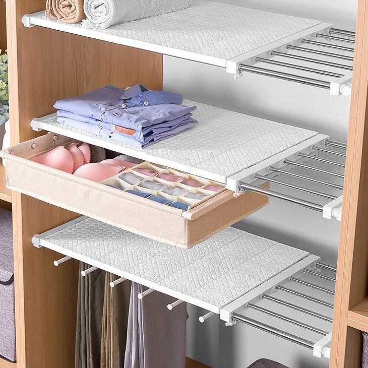 Organizador Prateleira Inteligente Retrátil portátil 53 a 90 cm Aço inoxidável Branca Extensível Largura 30cm