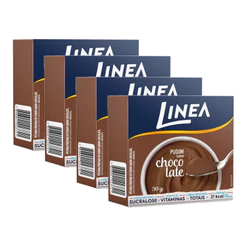 Kit 4 Pudins em Pó Linea Sabor Chocolate de 30g