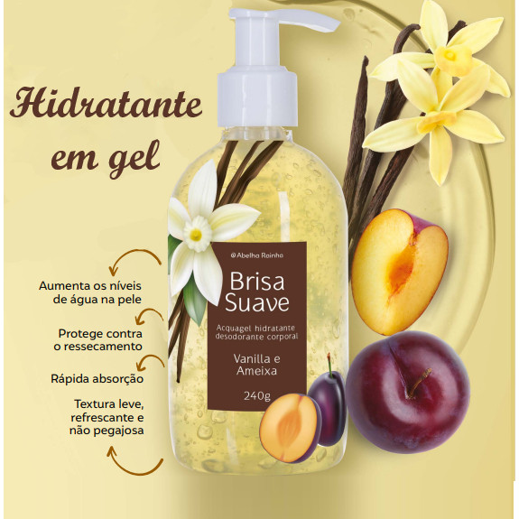Acquagel Hidratante Desodorante Corporal Vanilla e Ameixa Protege  Contra O Ressecamento Abelha Rainha 240g