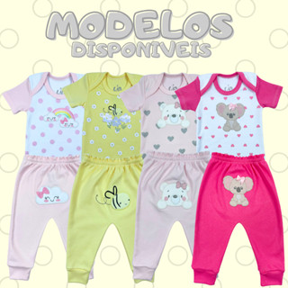 Super Kit Bebê: 2 Bodies + 2 Calças Bordadas – Conforto e Estilo! em Oferta na Shopee