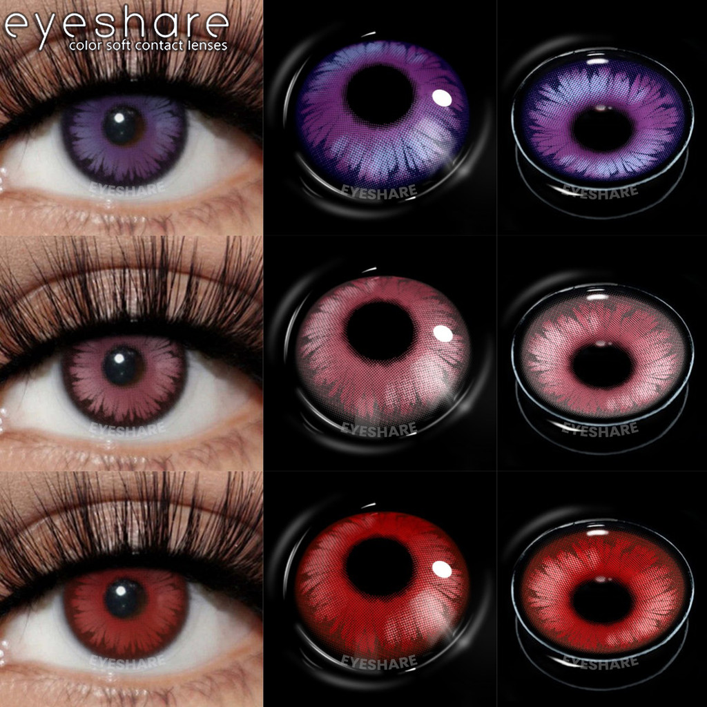 EYESHARE Montreux Series Roxo/Vermelho/Rosa Lentes De Contato Cosplay Coloridas Maquiagem De Beleza 14.5mm Mulheres E Ho