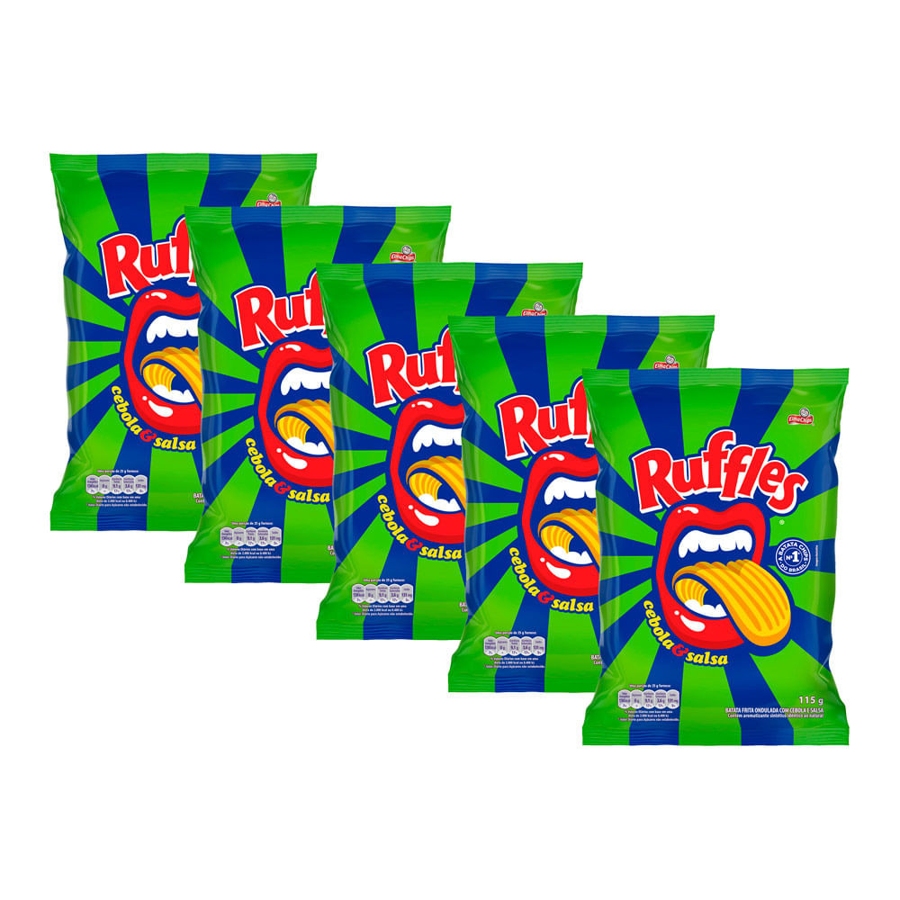 Kit 5 Batata Ruffles Elma Chips Sabor Cebola e Salsa 115g em Oferta na Shopee