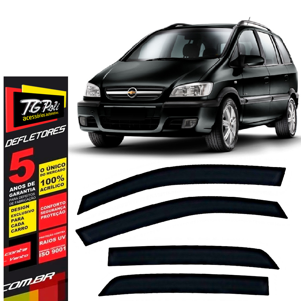 Calha de Chuva Chevrolet Zafira 2001 a 2012 4 portas TG Poli Defletor Portas Protetor Janelas Fumê em Oferta na Shopee