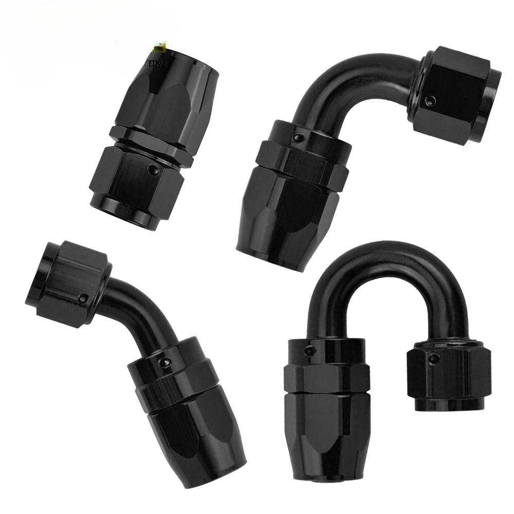 Mangueira Rotativa , Adaptador Para Extremidade De Alumínio Trançado , Aço Inoxidável Preto Universal 0/45/90 Graus AN8/