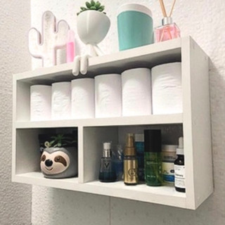 Nicho Para Banheiro Retangular Com Divisória Suporte Invisível 100% MDF Branco em Oferta na Shopee