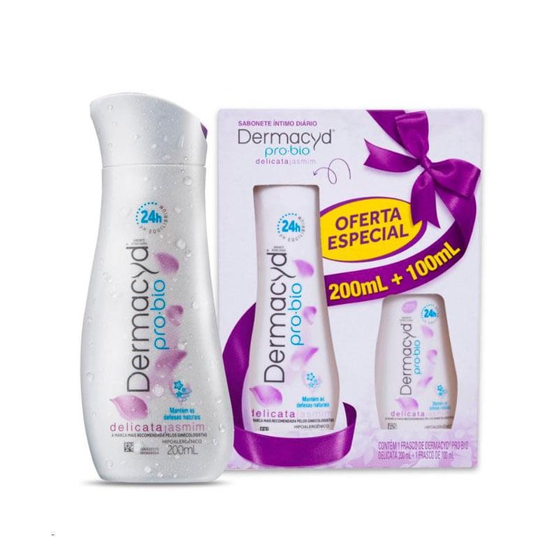Kit Sabonete Íntimo Dermacyd Pro-Bio Delicata Jasmin 200ml + 100ml em Oferta na Shopee