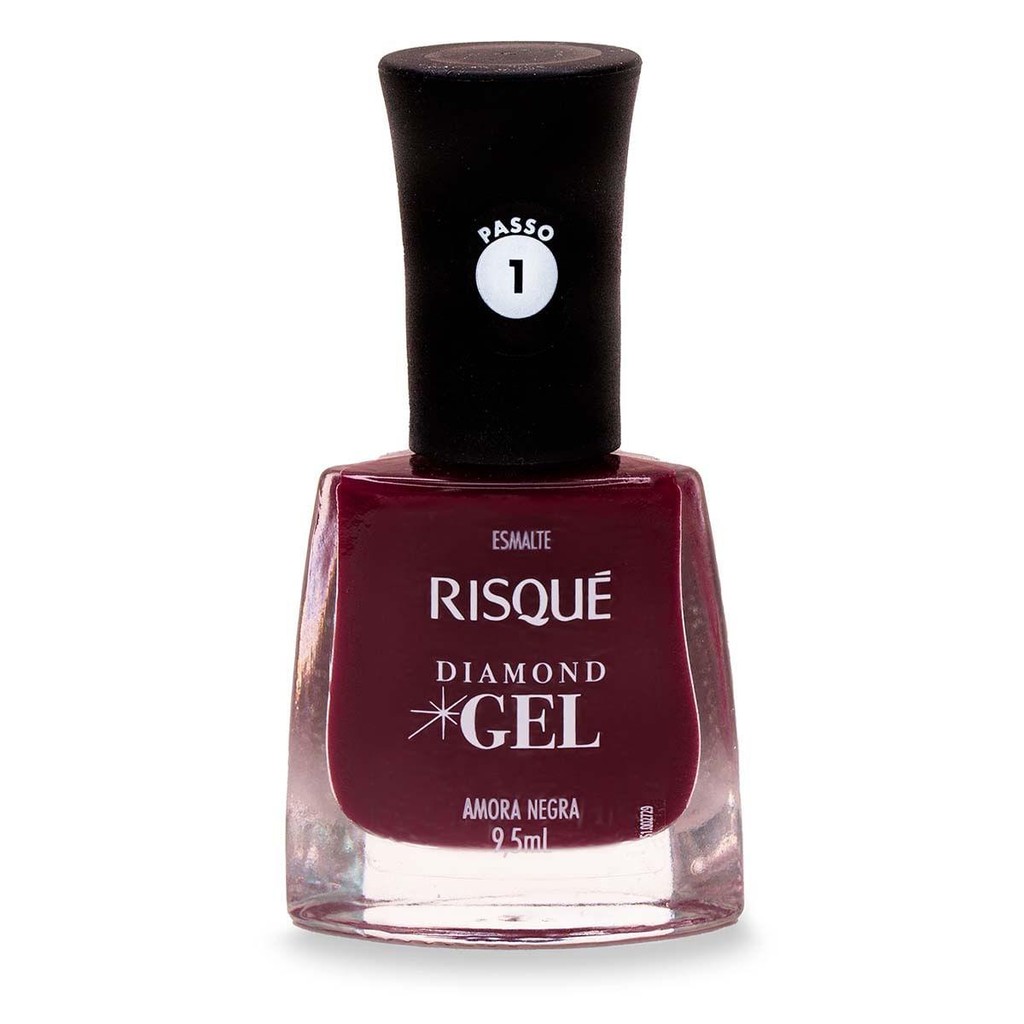 Esmalte Risqué Diamond Gel Amora Negra Cremoso 9,5ml em Oferta na Shopee