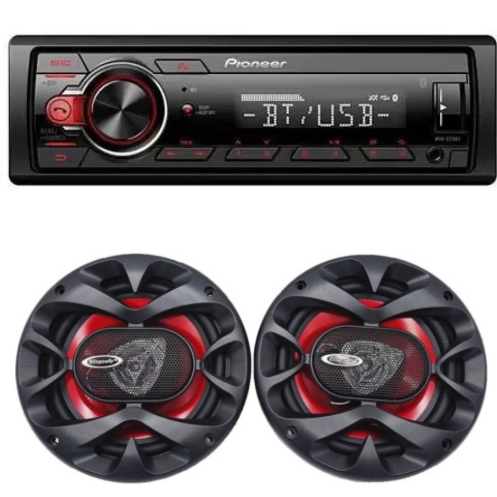 Kit Alto Falantes 5.25" Ecopower+Radio pioneer mvh-s215bt
