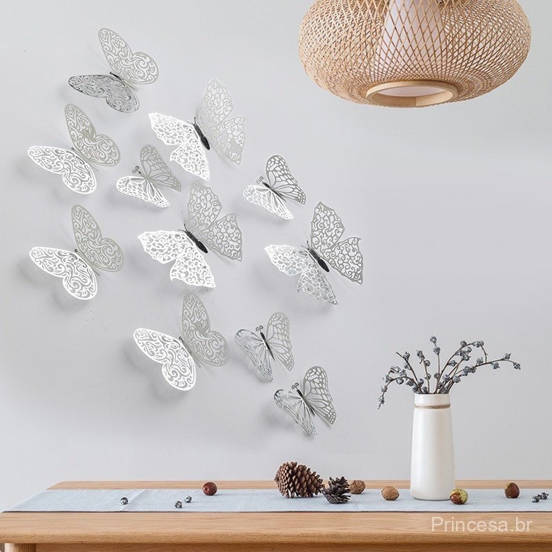 12 Pçs/set 3D Borboleta Decoração Do Bolo De Papel Topper Da Festa De Aniversário — imagem 2 de 2
