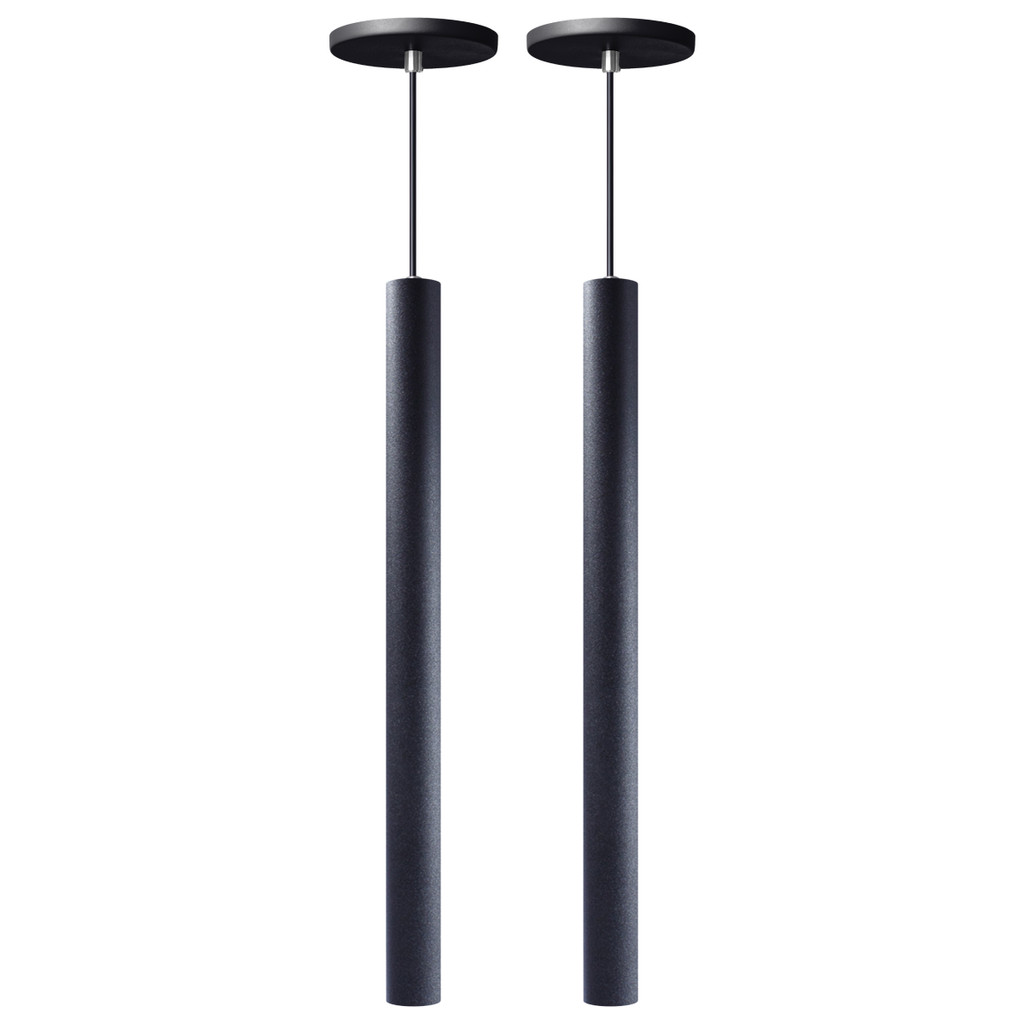 Kit 2 Pendente Luminária Tubo Preto 50 Cm