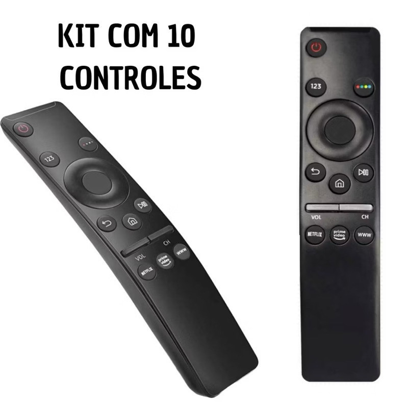 Kit 10 controle remoto tv samsung smart 4k led universal botão aplicativos un50ku6000gxzd / un55mu6300gxzd