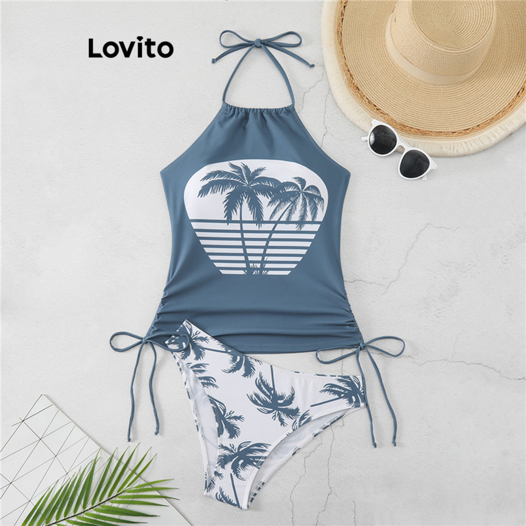 Lovito Conjuntos de biquínis elegantes com estampa de renda tropical para mulheres LNL89173 - Sports & Outdoors