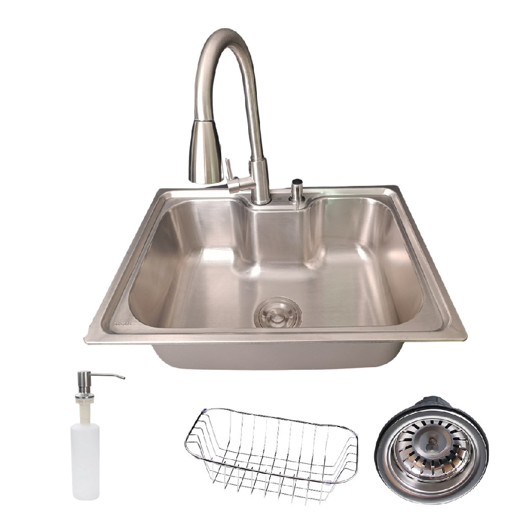 Cuba de Cozinha Gourmet Aço Inox Com Torneira Extensível Inox