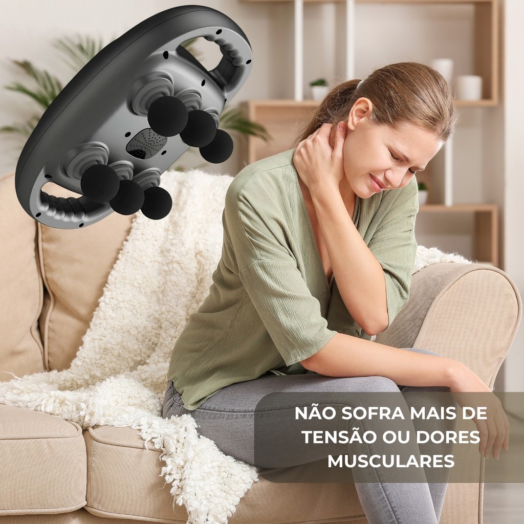 Detalhes do Pistola Massageador Com 6 Cabeças Liberação Muscular 6 Ponte Corporal Relaxante