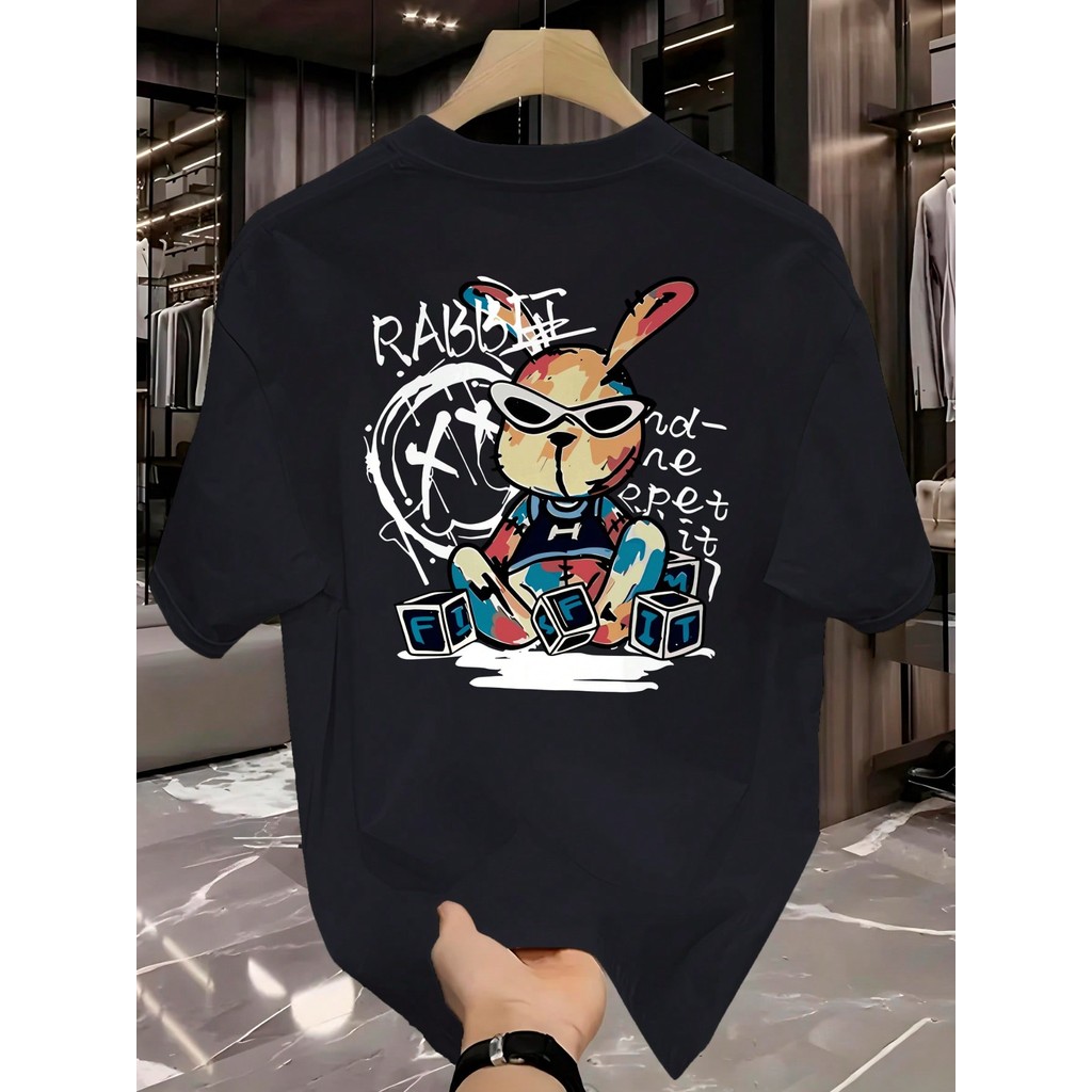 Camiseta Masculina Rabbit Graffiti Camisa Manfinity 100% Algodão Street Wear T-shirt