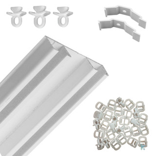 Trilho Suíço Max Duplo 1,5m/ 2m/ 3 Metros/ 3,5m/ 4m/ 5m/ 6m Deslizantes Presilhas Terminal em Oferta na Shopee