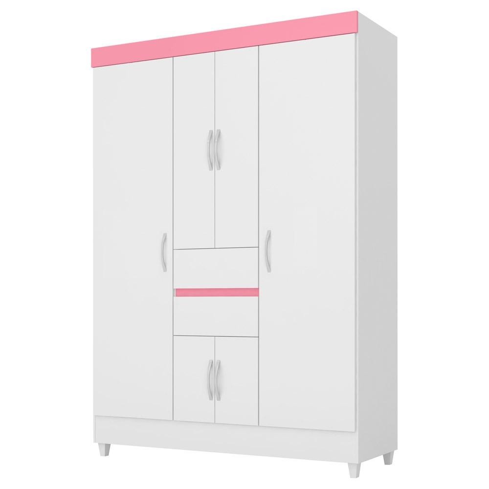 Guarda Roupa Casal Flex 6 Portas 2 Gavetas e Ii D02 Branco/Rosa/Branco Mpozenato — R$ 691,99 em Shopee, 19% OFF