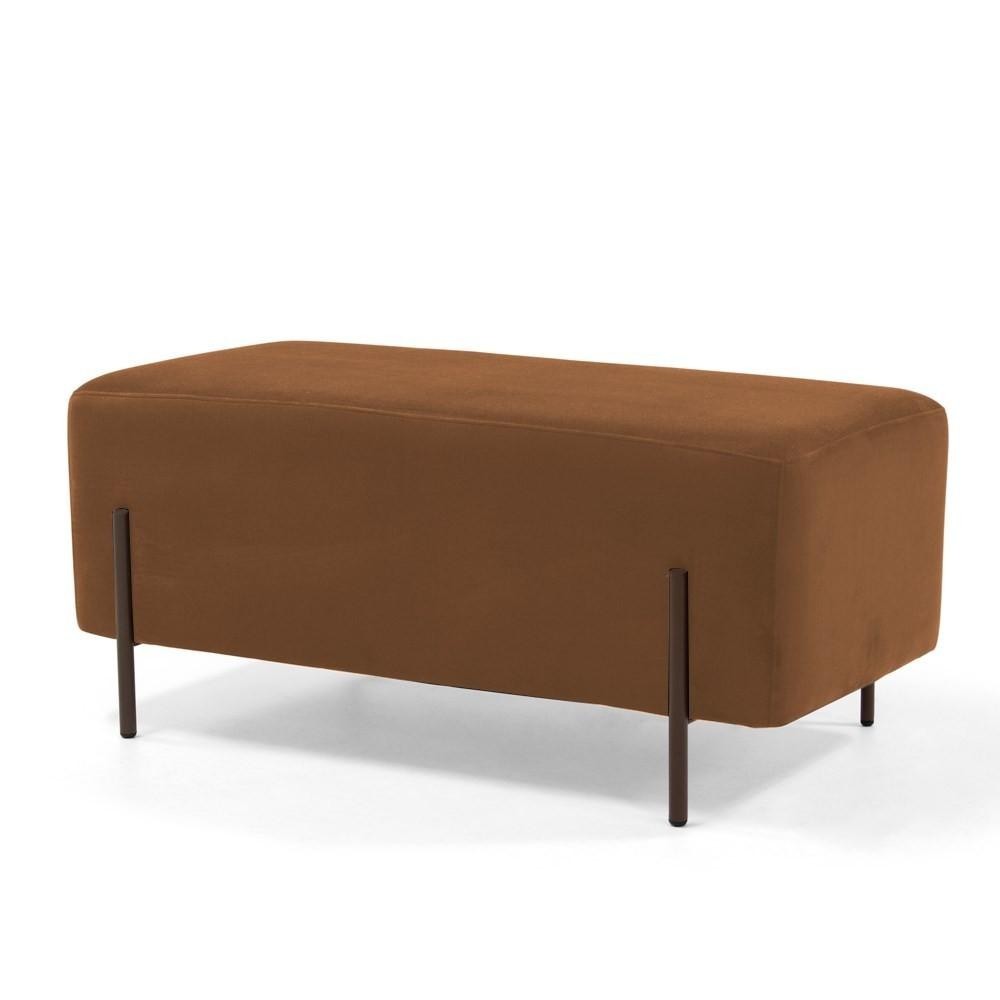 Puff Decorativo 90cm Base Aço Status C-262 Veludo Telha - Domi
