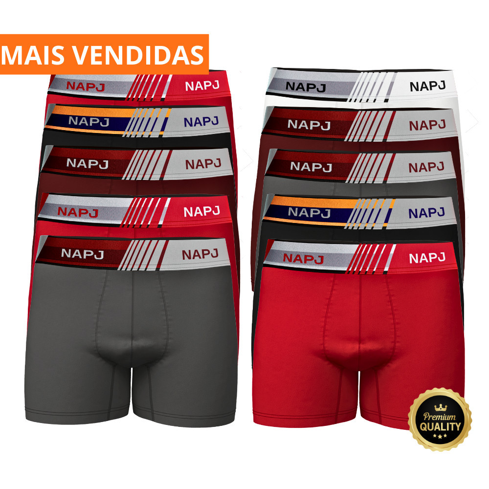 Kit com 10 cueca masculino Boxer Microfibra adulto boxer original super Promoção