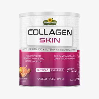 Colágeno Verisol Hidrolisado com Ácido Hialurônico + Luteína + Silício Orgânico - Collagen Skin Sunflower