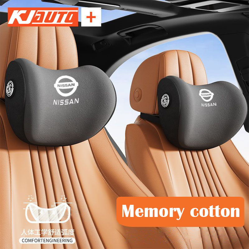 【 Ergonomics 】 Nissan Memória Algodão Para Carro Encosto De Cabeça Acessórios De Decoração Kicks Versa Np300 Navara March Sentra Sylphy Qashqai Teana