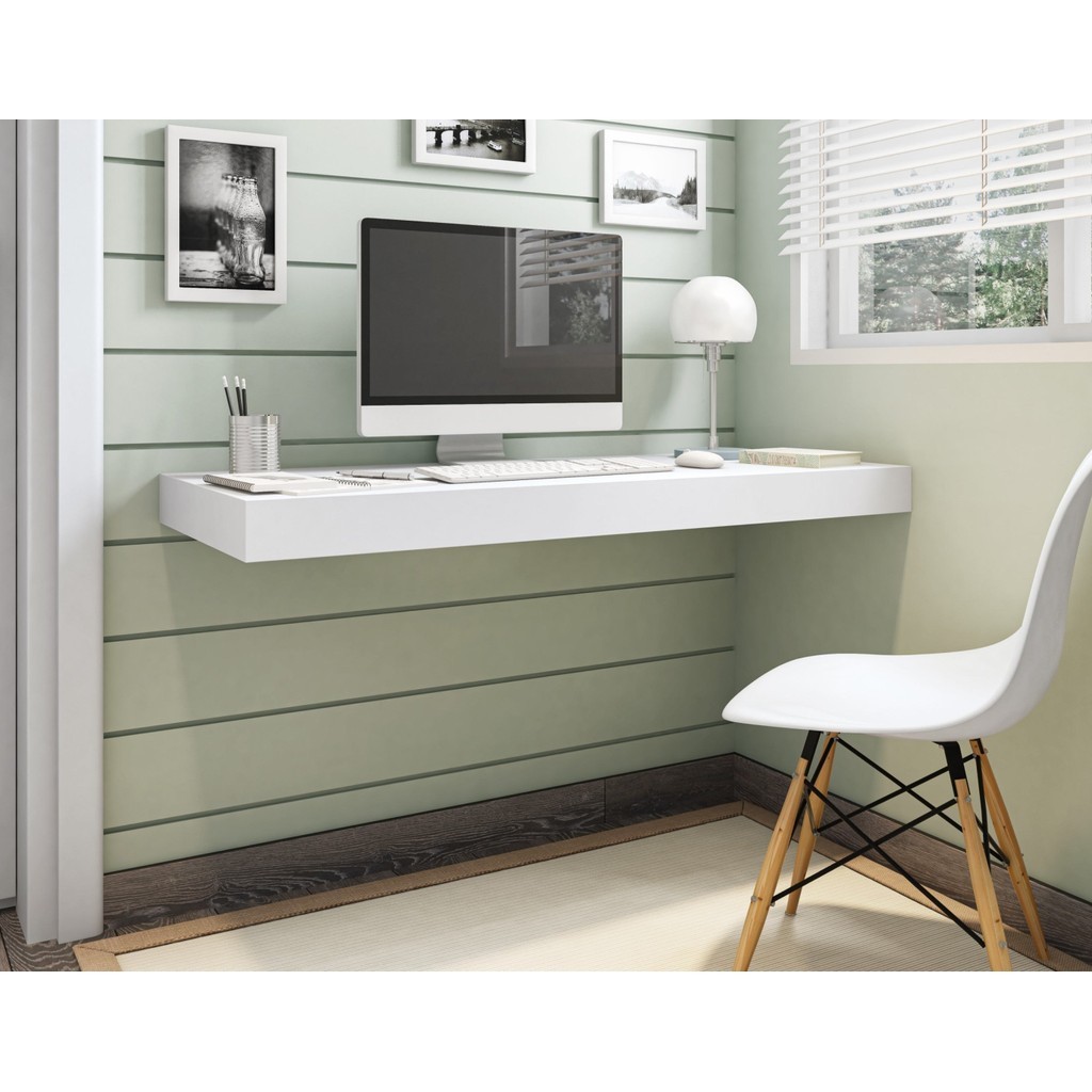 Escrivaninha Suspensa em MDF 120x50cm Branco - Home & Living